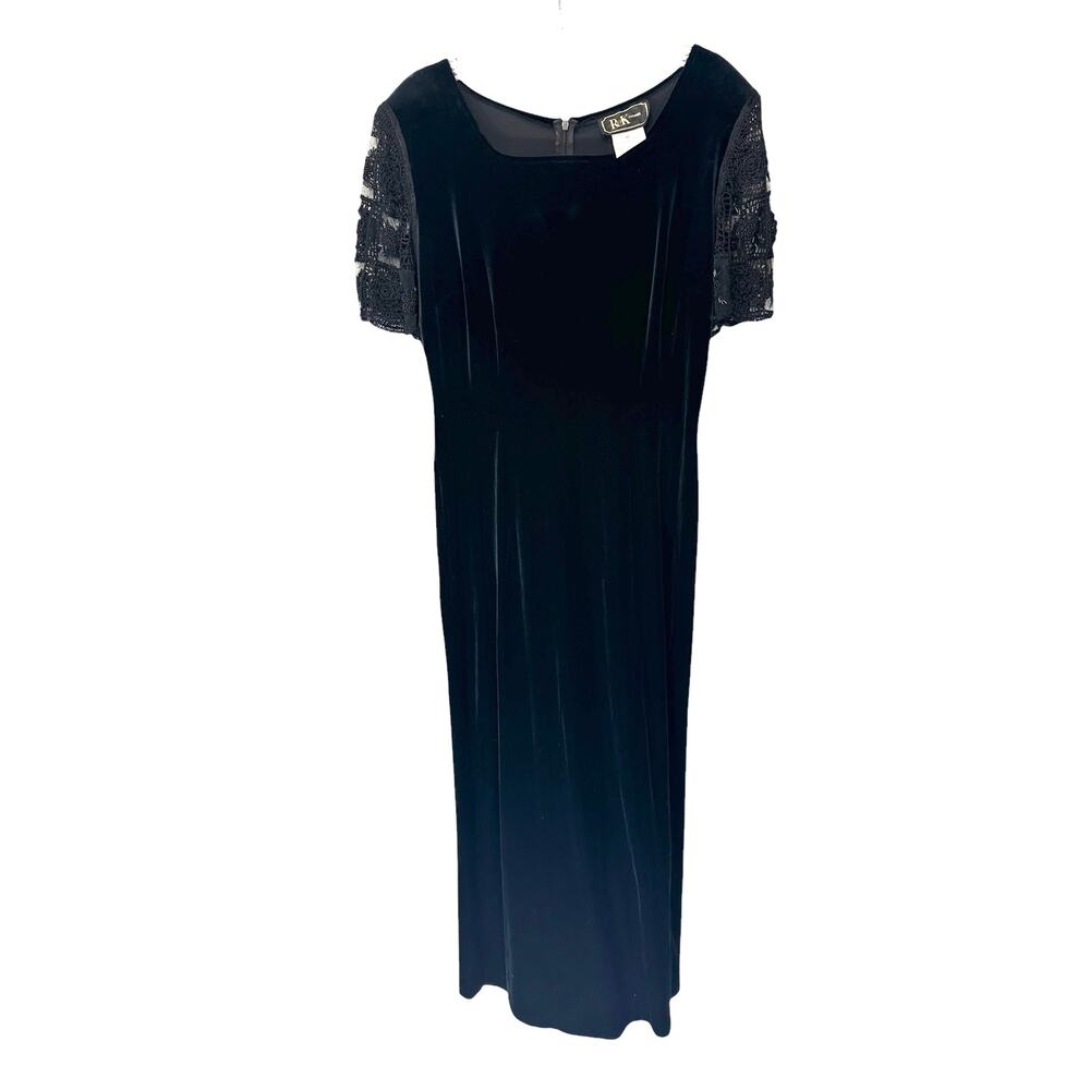 Vintage Black Beaded Knit Velvet Vamp Whimsigoth Evening Maxi Dress Size 10